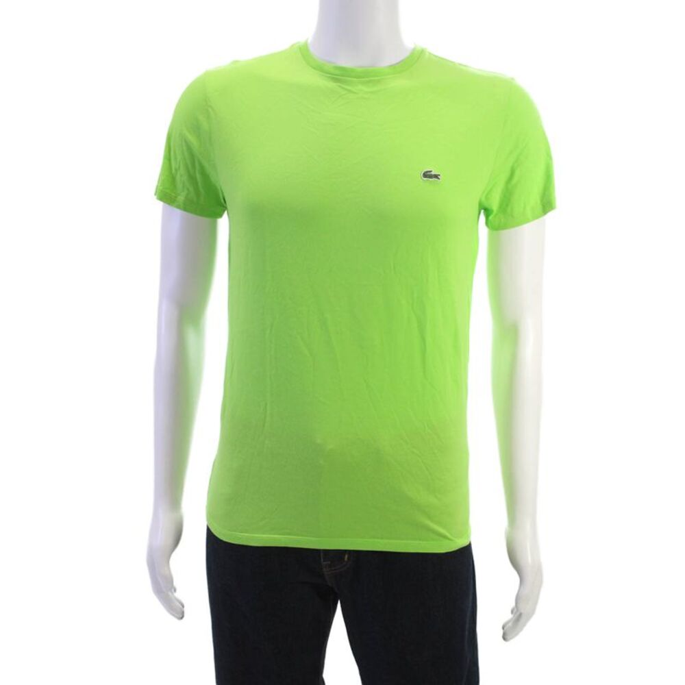 Lacoste Mens T-Shirt Green Crew Neck 100% Cotton Short Sleeve Size S